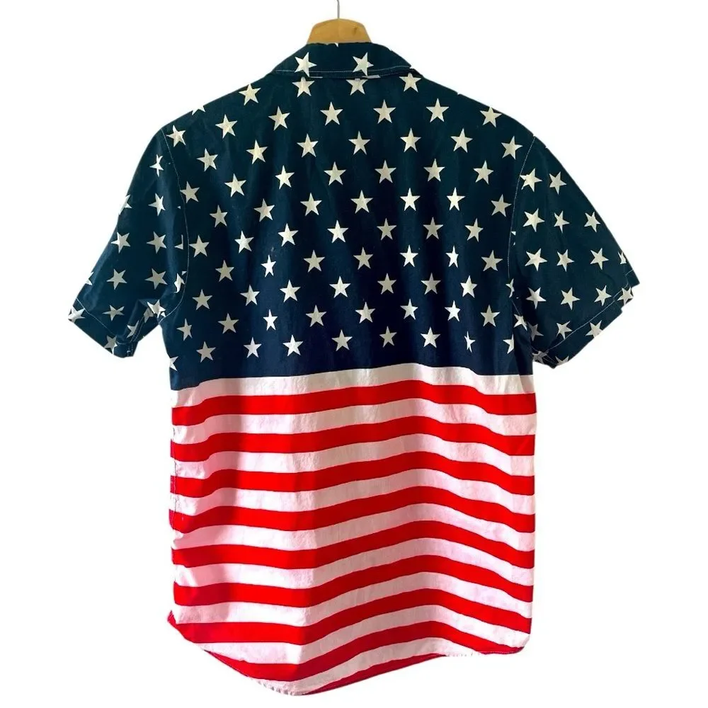 Fifth Sun American Flag Shirt Medium Stars Stripes Short Sleeve July 4th Festive - Picture 2 of 2